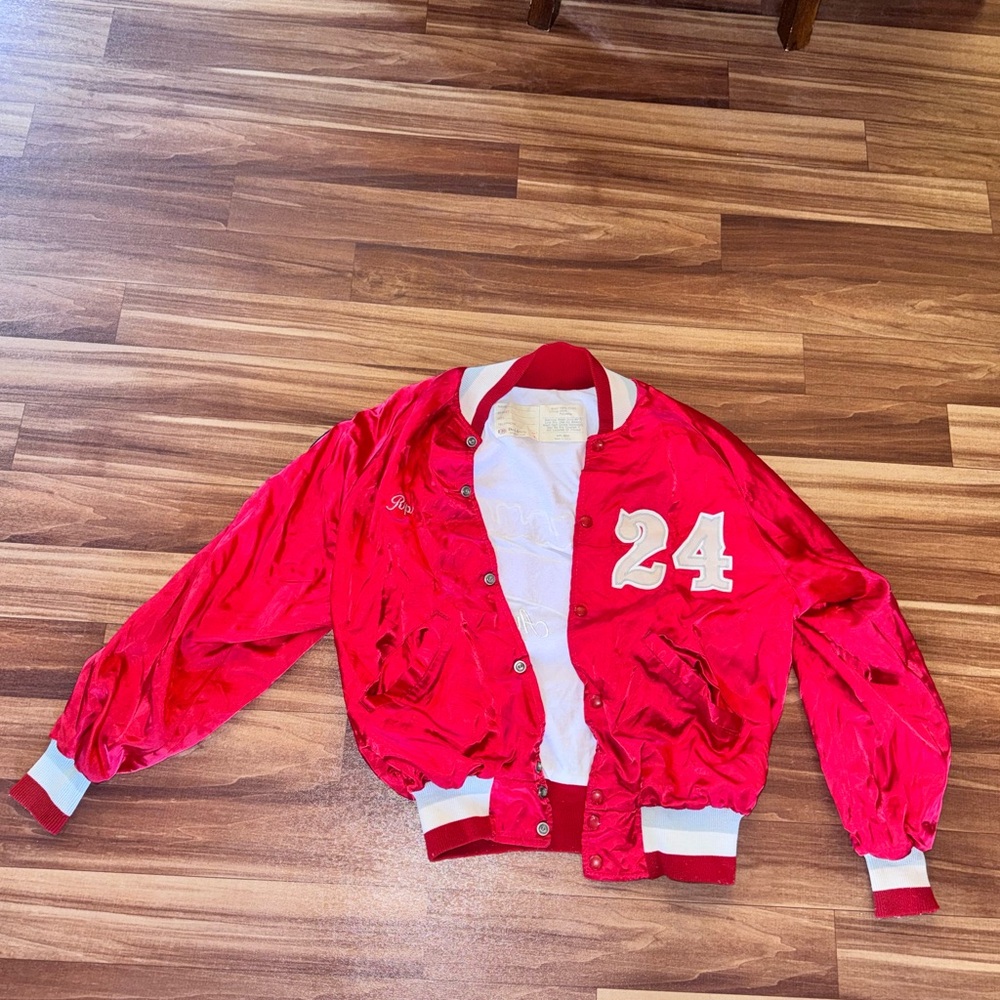 Vibrant Red Varsity Jacket with White Trim
